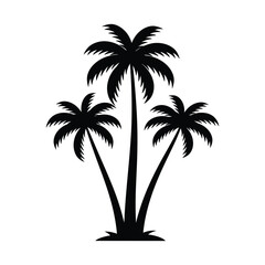 Obraz premium Elegant tropical palm tree silhouette group in flat black style isolated on white background minimalist nature graphic