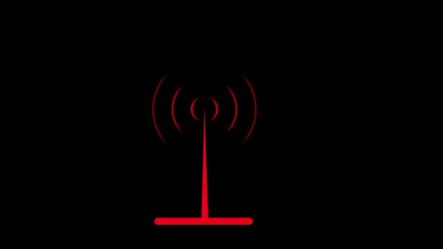 Radio waves wireless signal icon animation. WIFI wireless internet network net connection icon