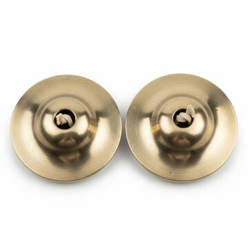 Pair of Golden Finger Cymbals for Rhythmic Music and Dance Performances.