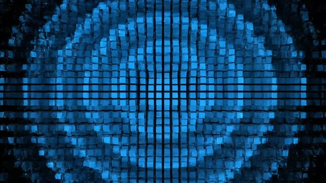 Abstract digital sound wave pattern in vibrant blue glowing light