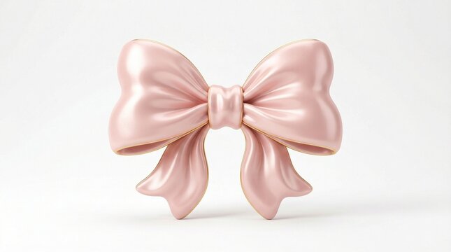 Elegant satin pink bow isolated on a clean white background creates a soft aesthetic for beautiful gift wrapping projects today