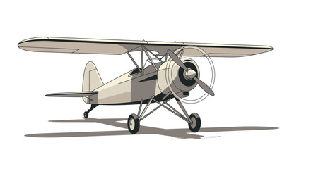 Vintage biplane with propeller on white background. © Ayu