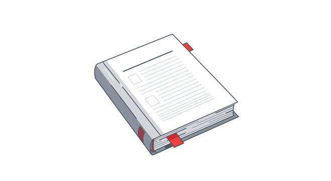 Closed File Folder with Documents, Red Tabs, and Lined Paper