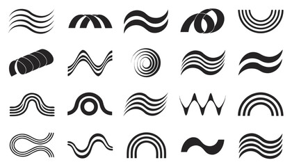 Naklejka premium Collection of 20 simple motion lines and curved wave graphics for design
