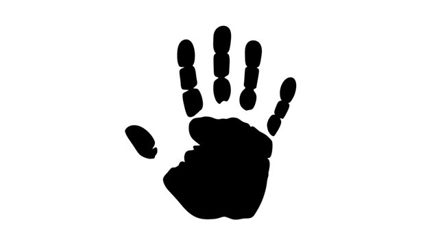 Black Handprint Silhouette on White Background.