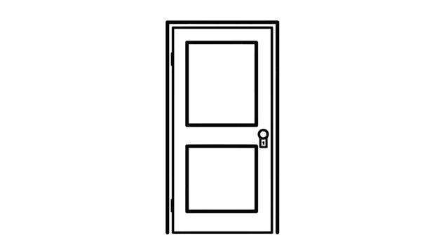 Simple Black and White Door Illustration.