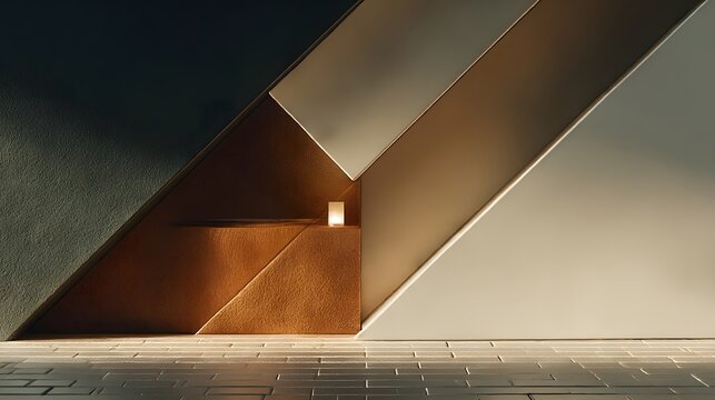 幾何学デザインと間接照明のミニマル空間｜モダン建築背景