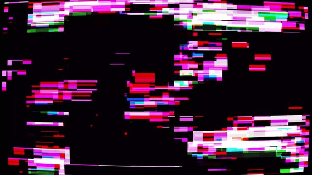 Digital glitch overlay video background, RGB glitch distortion animation, pixel signal breakup effect, futuristic screen interference, broadcast error texture abstract visual