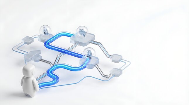 3D render of holographic AI chain of thought reasoning logic path