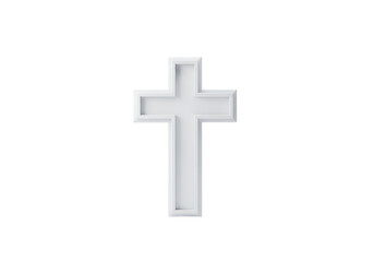 Obraz premium Minimalist metallic cross symbol against plain background