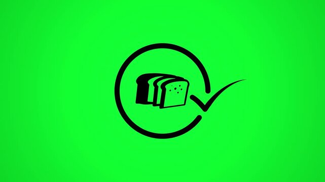 Abstract loading circle animation with slices of bread inside and check mark appearing.