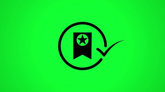 Animated bookmark icon with checkmark appearing on green screen motion background.