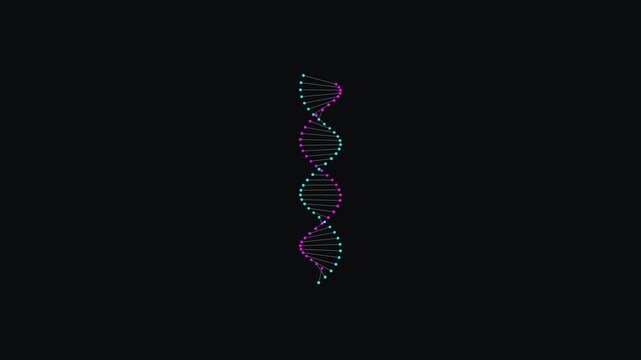 Digital DNA Double Helix Structure on Minimal Black Background