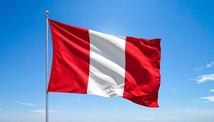 Naklejka premium Peru National Flag Waving in Sky
