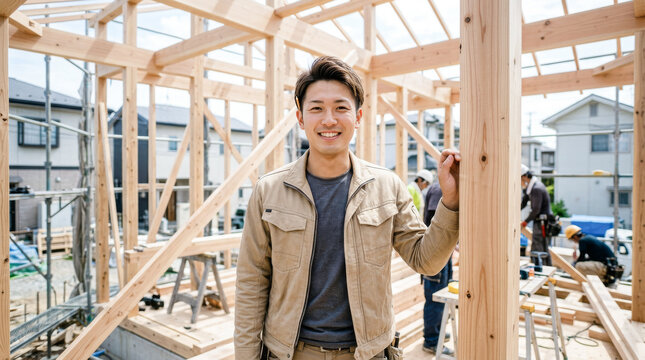 大工 木造戸建て住宅 建築現場