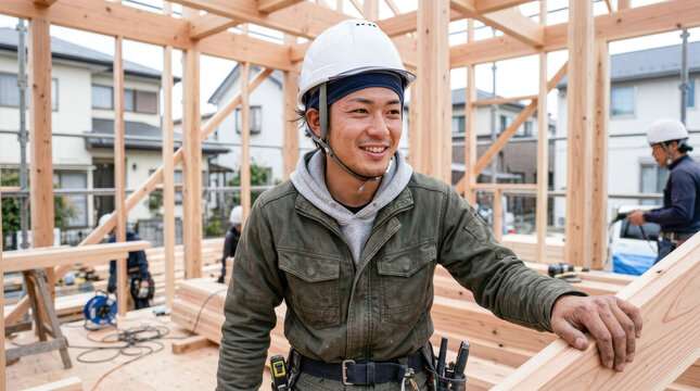 大工 木造戸建て住宅 建築現場