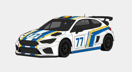Dynamic Rally Car Illustration for Motorsport Events and Racing Designs © Konco