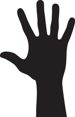 Obraz premium Black silhouette of a male hand, strong solid shape, white background, smooth edges, minimal design, high resolution vector, no text, no blur, clean and sharp