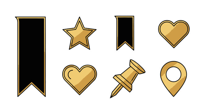 Golden icons for design and decoration.