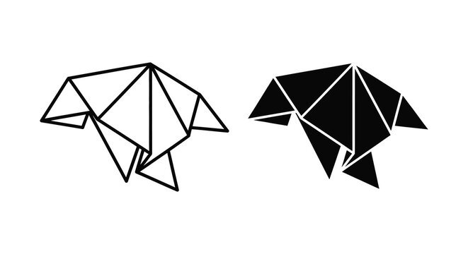 Geometric turtle designs one outlined and one solid stylized silhouette