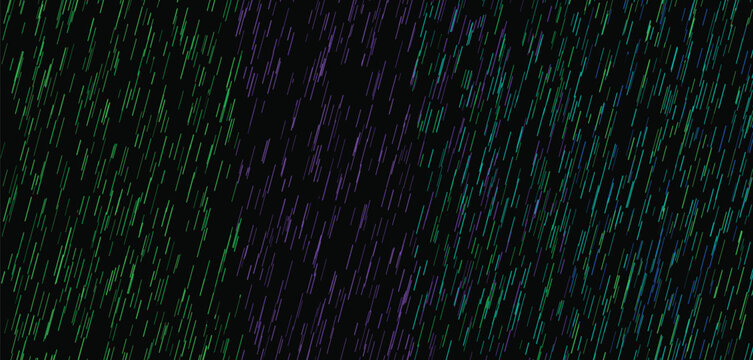 Abstract Neon Gradient Lines on Black Background, Dynamic Digital Rain Pattern, Vibrant Green Purple Blue Streaks