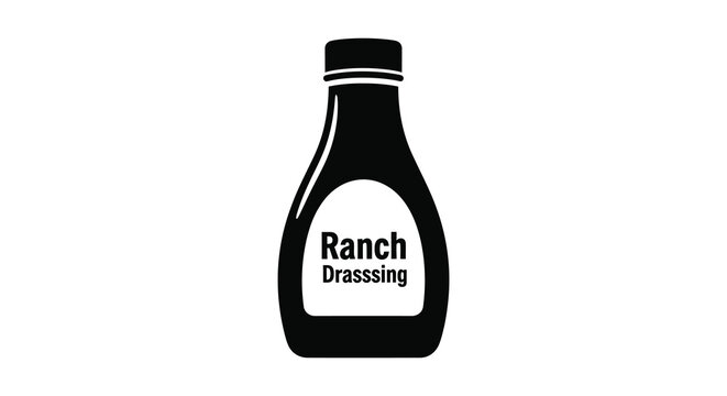Black silhouette of a ranch dressing bottle with a white label silhouette
