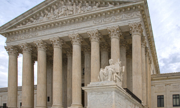Supreme Court landmark of judicial authority. Supreme Court building of American government. Supreme Court symbol of constitution and law. Supreme Court architecture of justice.