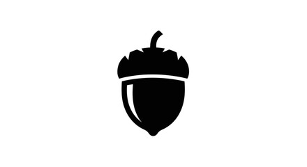 Black silhouette icon of an acorn on a white background. © Berang