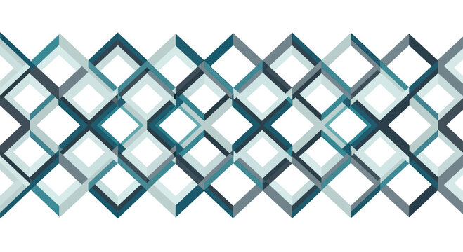 Interlocking geometric rhomboid pattern in cool tones with 3D illusion