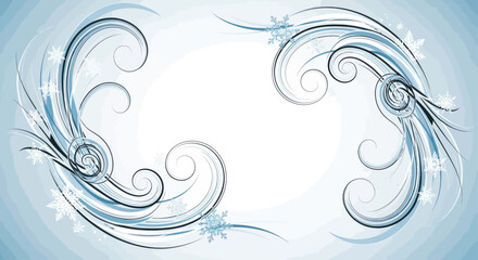 Fototapeta premium Swirling frosty lines and snowflakes create an elegant icy border