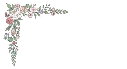 Fototapeta premium Delicate pastel floral arrangement on white background