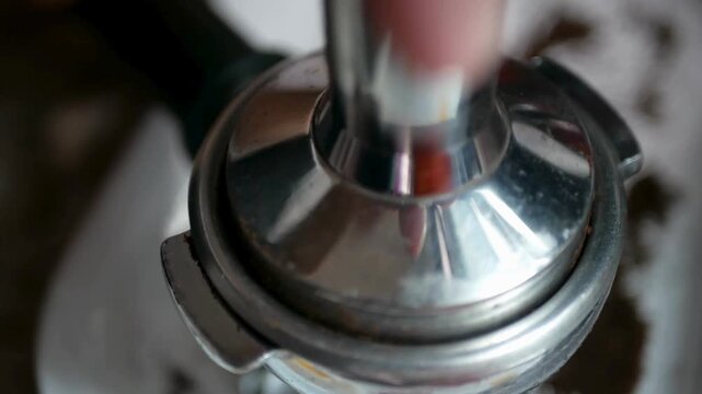 Freshly ground coffee within an espresso machine portafilter