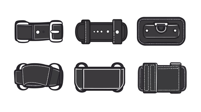 Collection of various simplified illustrations of straps and bags, ideal for design elements