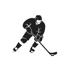 Fototapeta premium Black silhouette of ice hockey player.
