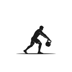 Obraz premium Man exercising with kettlebell in gym.