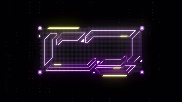 Futuristic Neon HUD Panel Frame Animation with Cyberpunk Interface Design, Sci Fi Tech Overlay Loop