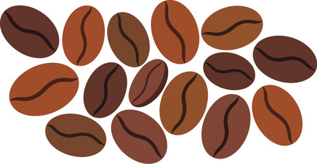Obraz premium Scattered coffee beans in varying brown shades representing different roast levels illustration