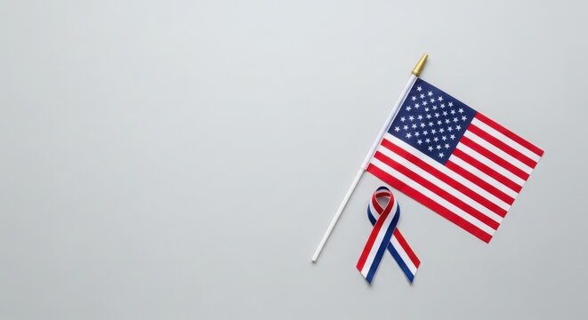 Memorial day usa tribute with american flag and pow mia flag