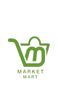 Minimalist Green Shopping Cart Logo for Market Mart Brand.