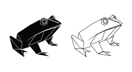 Geometric frog design in black and white showcasing a striking silhouette © Rina