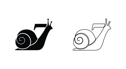 Two snail depictions one solid and one outlined in a minimalist style silhouette © Rina