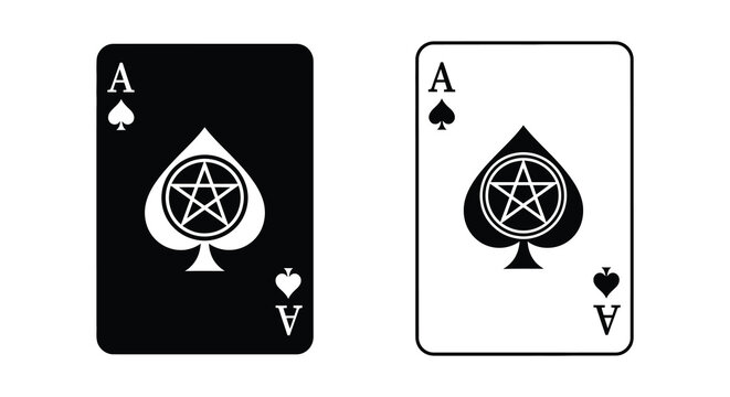 Two playing cards ace of spades black and white distinct contrast silhouette