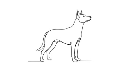 Fototapeta premium A minimalist line drawing of a proud dog with alert ears standing