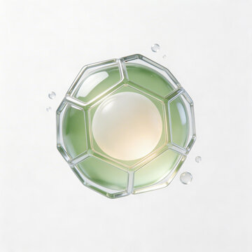Transparent Green Serum Capsule Floating, Dermatology Skincare Concept