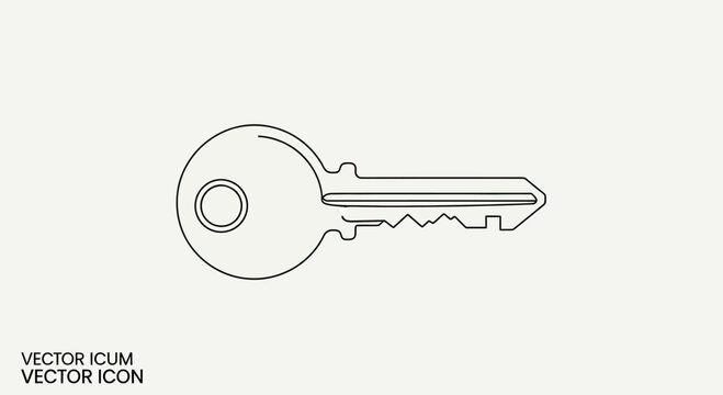 Minimalist black outline of a single key on a light gray background