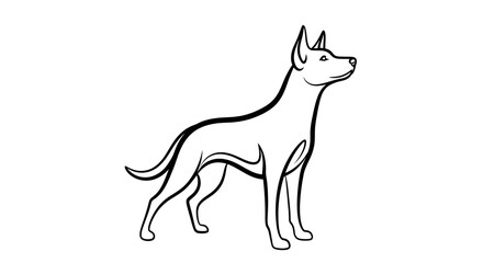 Fototapeta premium A minimalist line drawing of a lean dog standing attentively, looking upwards