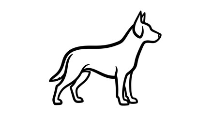 Fototapeta premium Silhouette of a standing dog with pointed ears and alert posture