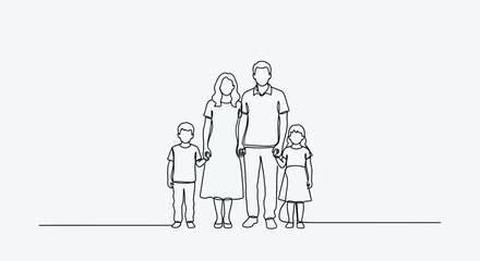 Continuous line drawing of a family of four © STwul