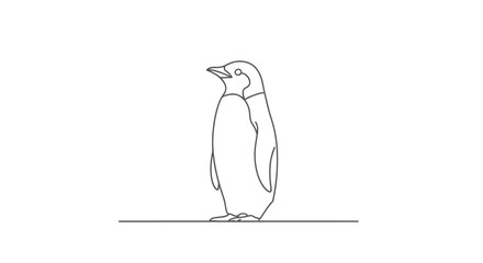 Obraz premium Minimalist line drawing of a standing penguin profile
