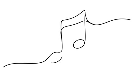 Obraz premium A single black line forms a musical eighth note with curved stems